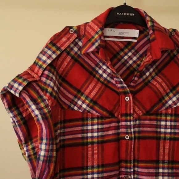 NWOT IRO Oversized Button-Down Plaid Flannel Shirt - Picture 5 of 12